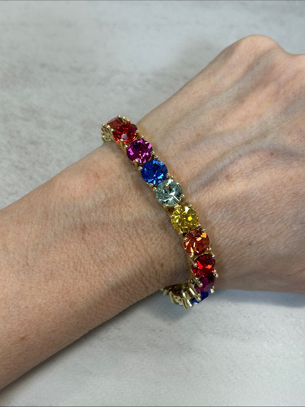Park Lane Multicolored Crystal Link Bracelet - Rainbow Stones